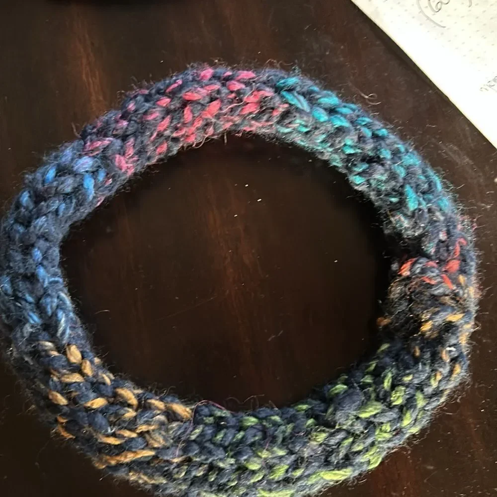 Hand Crafted stretch 100% wool headband turquoise green mocha pink navy Medium